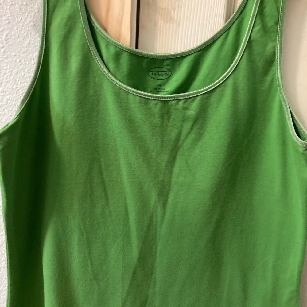 Talbot’s emerald green satin trimmed cotton tank, size L